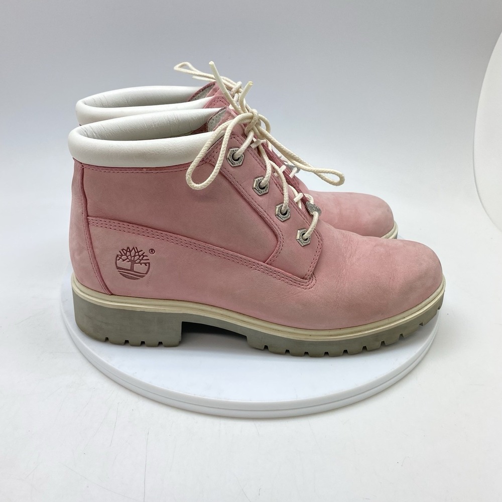 Timberland Nellie Chukka Boots Womens 7.5 M Nubuck Waterproof Pink Shoes 10460